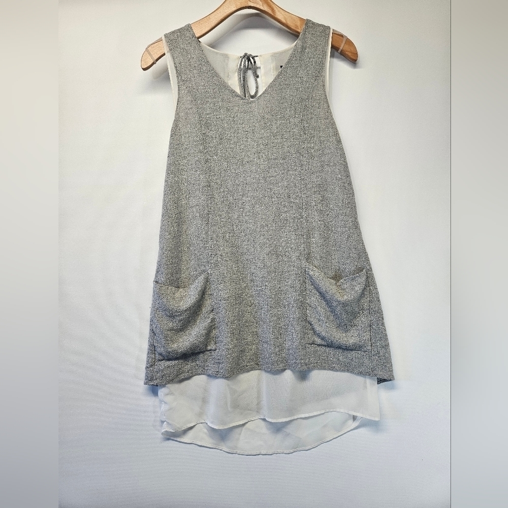 Zara Gray and White Layered Dress